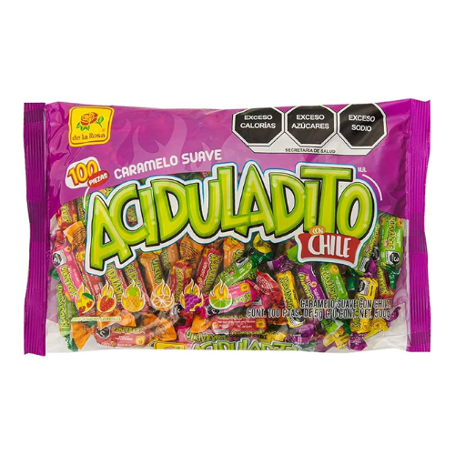 De la rosa Aciduladito with chili Assored Artidficial Flavors 100-pcs bag