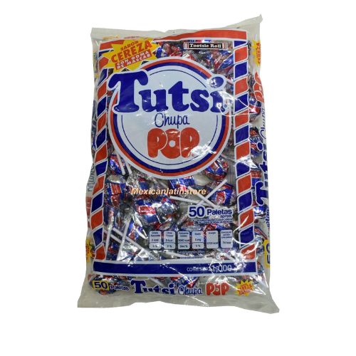 Tutsi Chupa Pop Cereza con goma de mascar Cherry flavor 50-pcs
