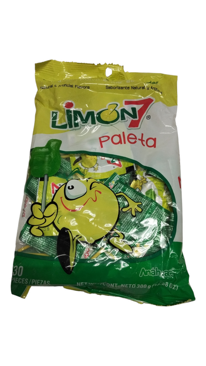 Anahuac Limon 7 Paleta 30 pieces Net weight 10.58-oz Mexican candy