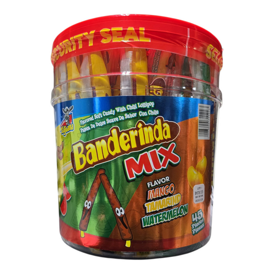 Tijuana Banderinda Mix – Soft Candy with Chili Lollipop (Mango, Tamarind & Watermelon Flavors)