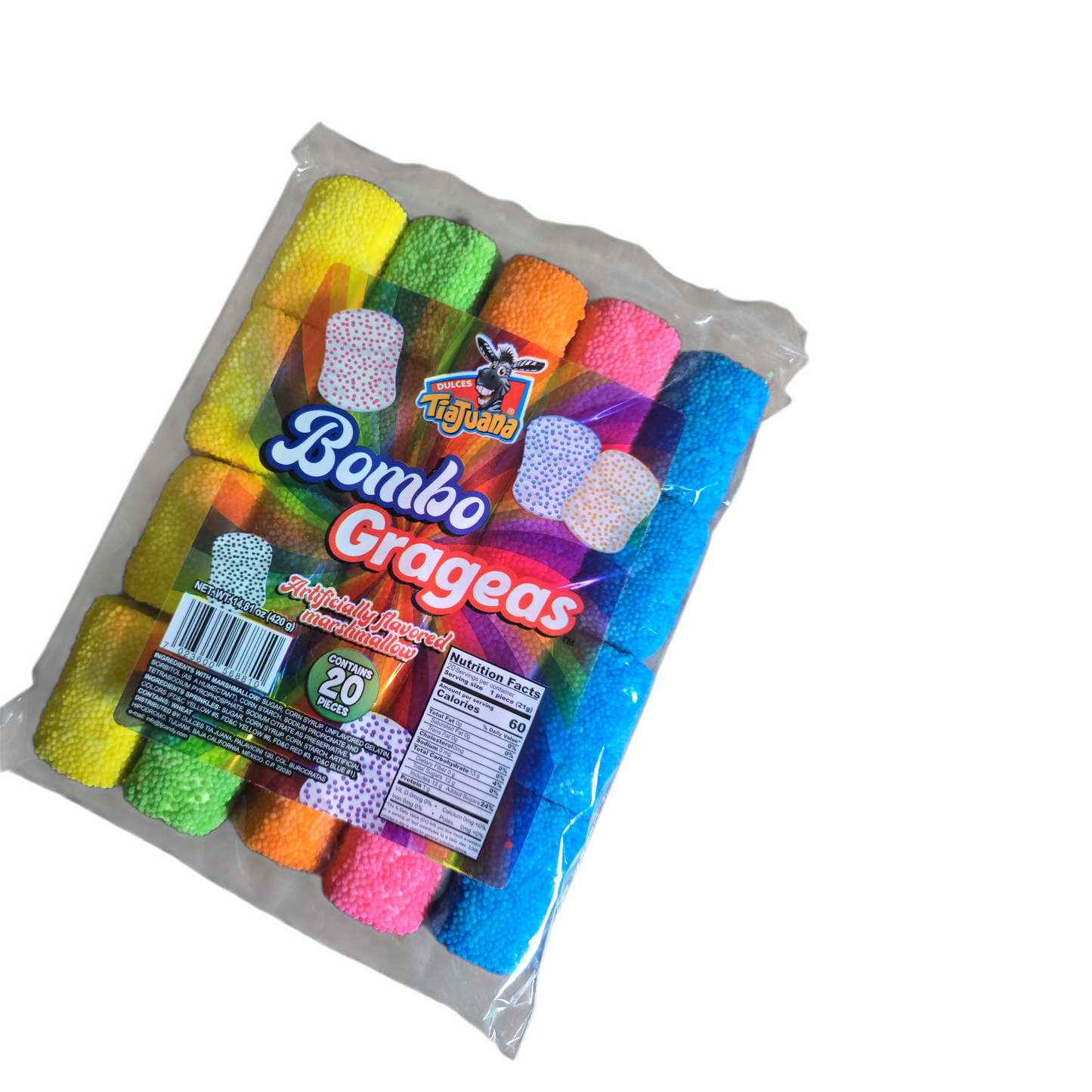 Bombon con Grageas 20 pieces 14-oz bag Mexican candy