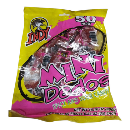 Indy Dedos Mini Spicy and sour candy 50 pieces  nNet Weight 14-oz Mexican Candy