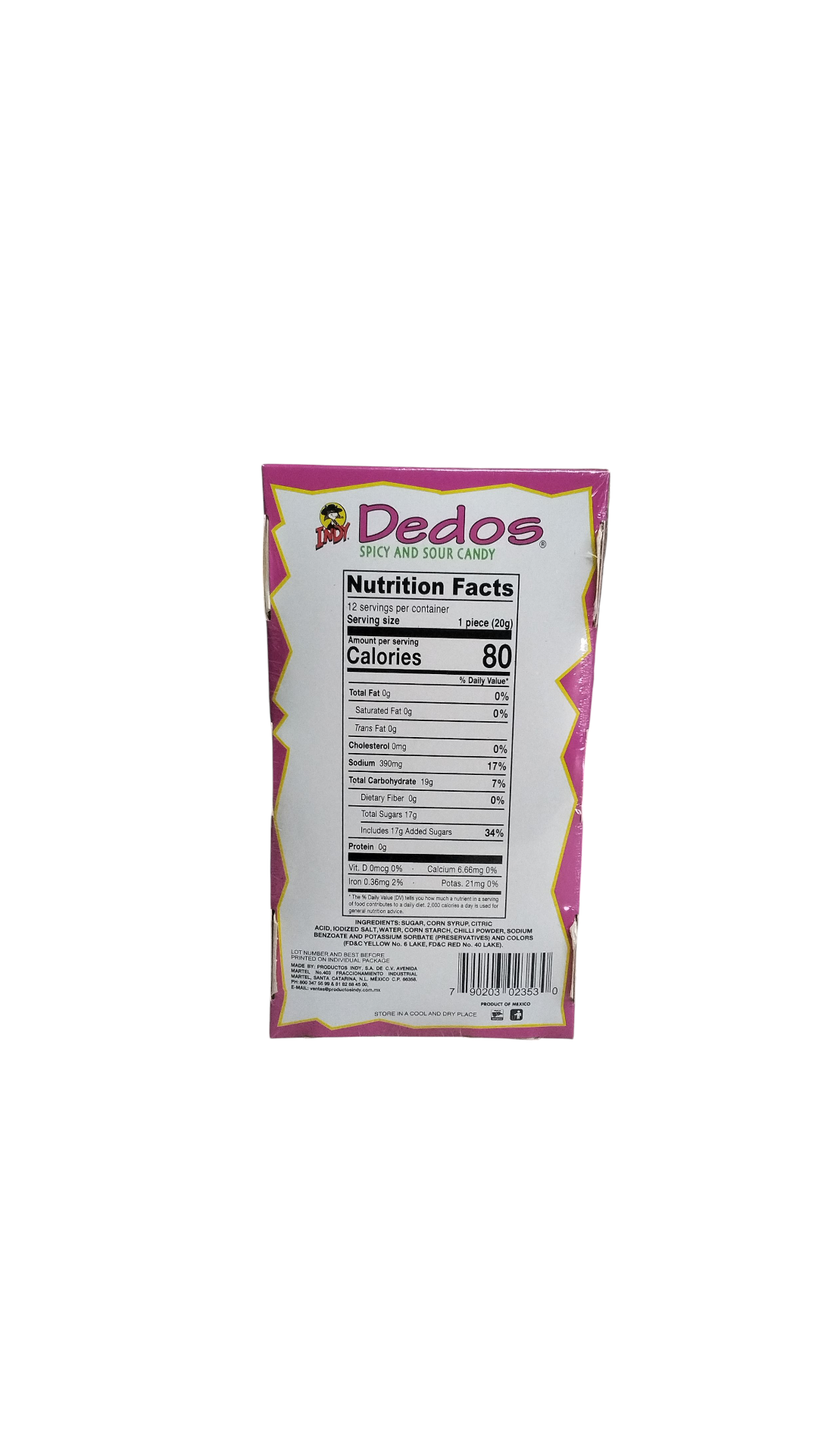 Indy Dedos Spicy and sour candy 12 pieces Mexican Candy