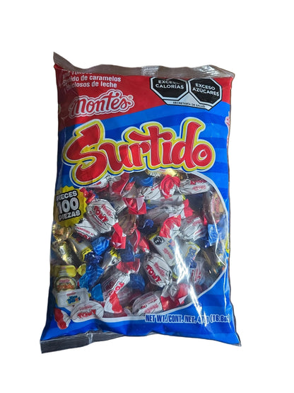 Montes Surtido 16.6oz 100 pieces assorted milk hard and taffees Dulce Caramelo Mexicanos Mexican candy