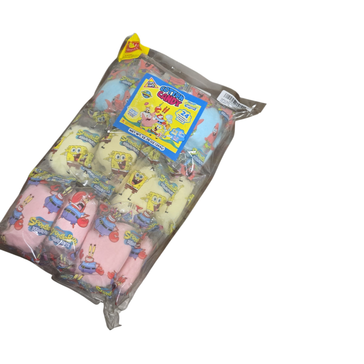 Lupy Lups SpongeBob SquarePants Cotton Candy – 24 Individually Wrapped Pieces – 12.70 oz