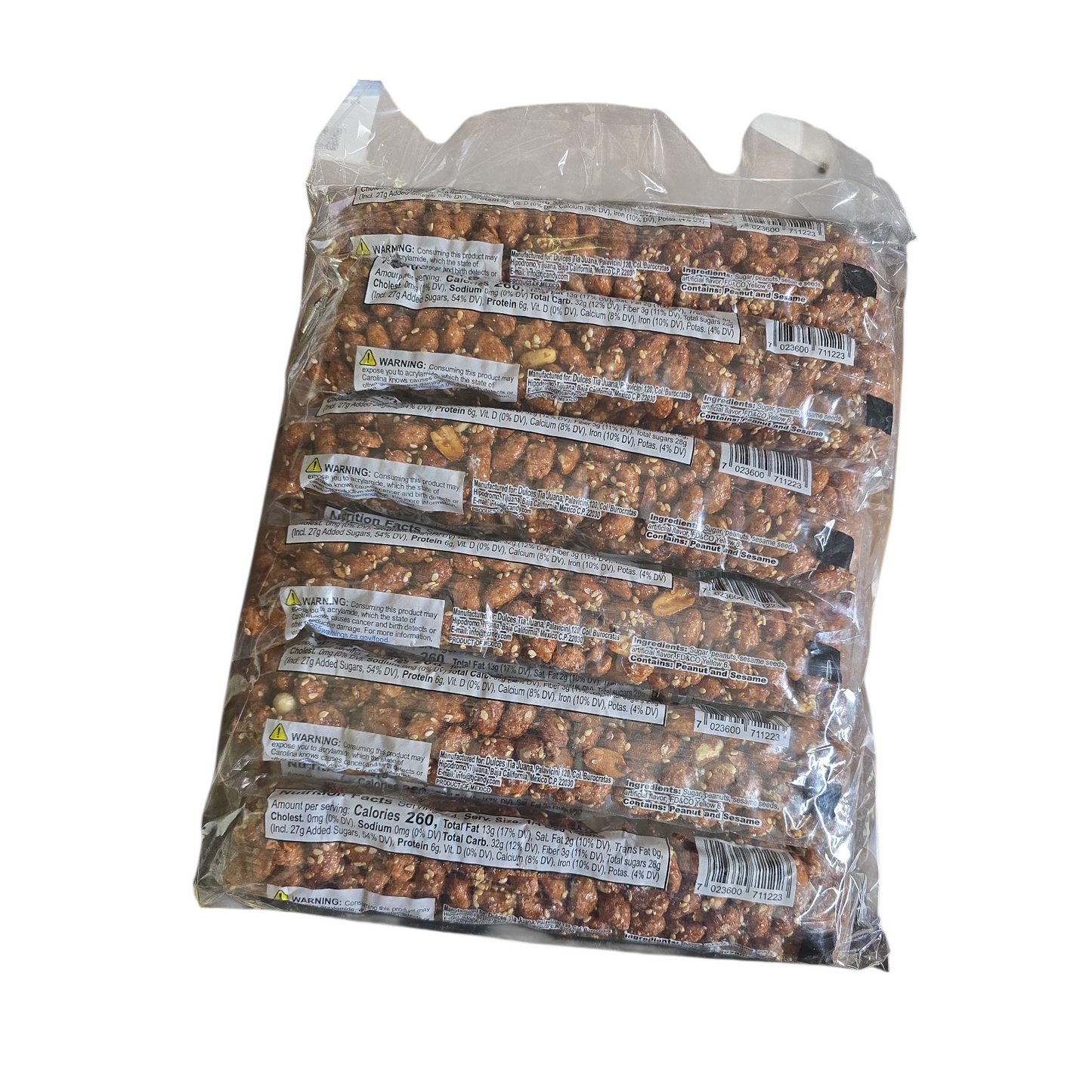 6 pack Fiesta Tapatía Garapiñado – Caramelized Peanuts with Sesame Seeds (7.05 oz / 200 g Each Bar)