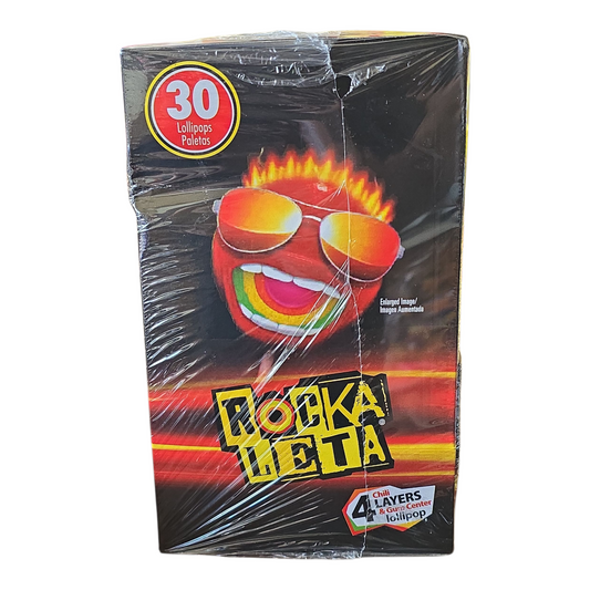 Rockaleta Display 4 Chili Layers & Gum Center Lollipop (30 Pieces) - Sweet Snack Mexican candy dulces mexicanos lollipops paleta con chile