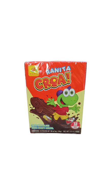 De La Rosa Ranita Groa! 12 pieces  Milk Chocolate  With Crispy   Cereal Net wt 6.8-oz