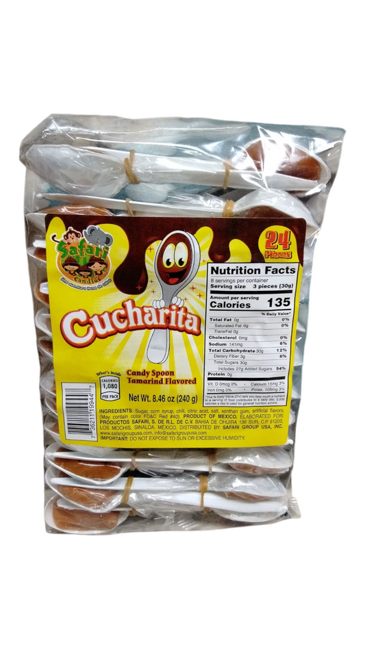 Safari Cucharita candy spoon tamarind 24 pieces  Net weight 8.46-oz Mexican Candy