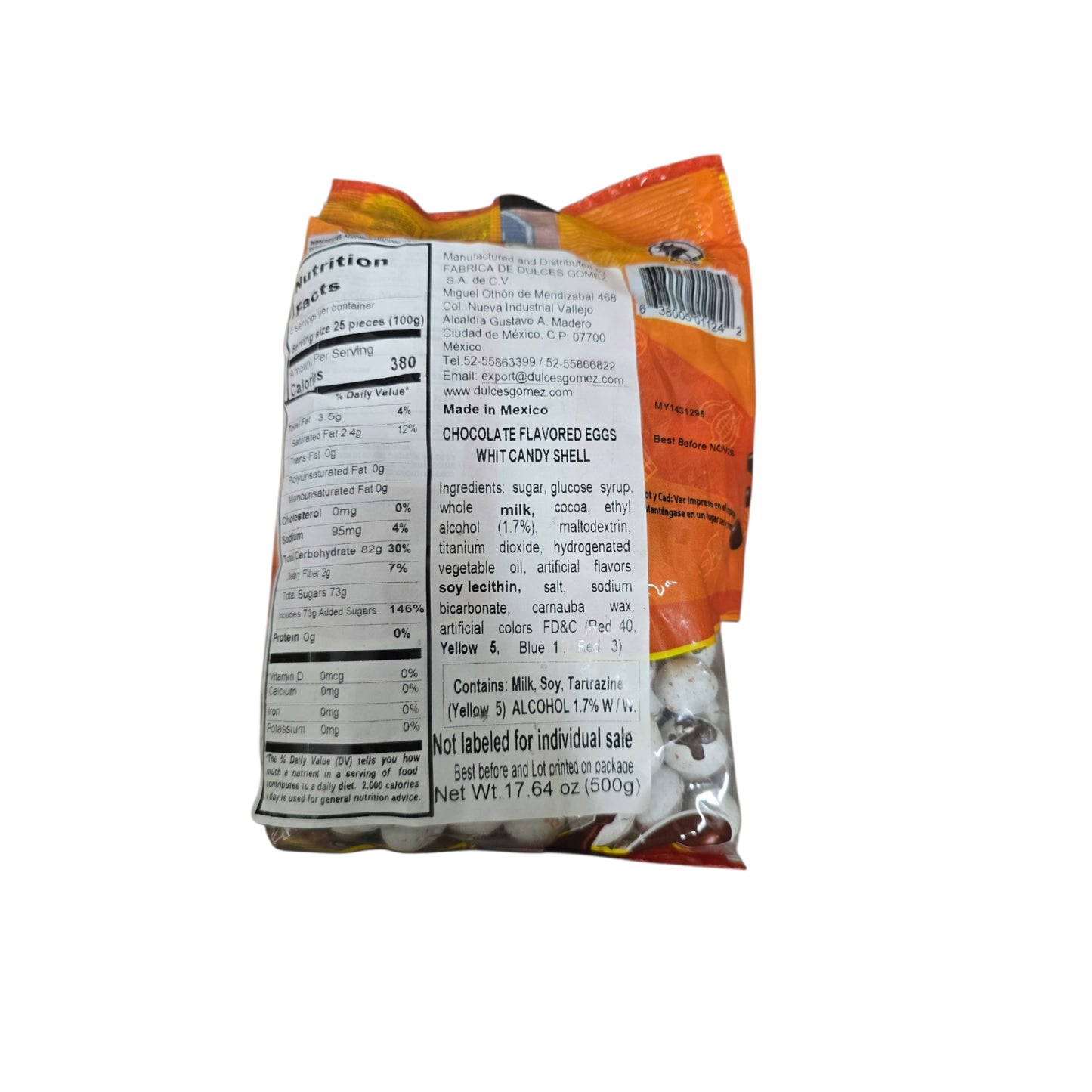 Huevitos de Paloma – Chocolate Flavored Eggs with White Candy Shell (17.64 oz / 500 g)