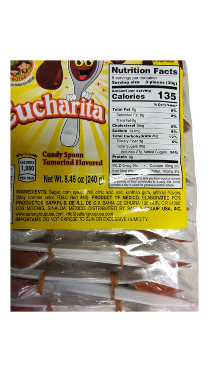Safari Cucharita candy spoon tamarind 24 pieces  Net weight 8.46-oz Mexican Candy