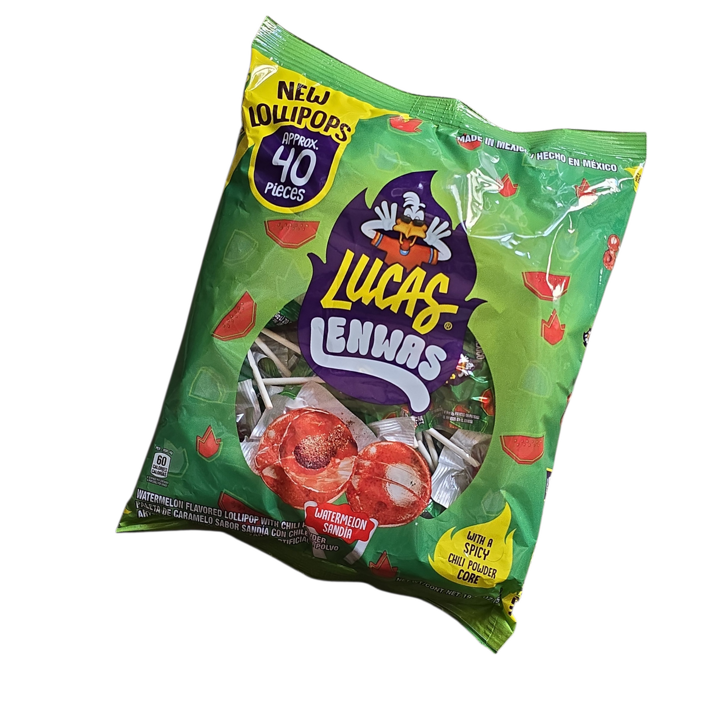 Lucas Lenwas lollipos with center powder 40 pieces mango or Watermelon Flavors