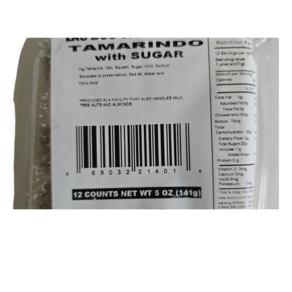 Tarugos Tamarind with Sugar 12 Pieces Net Wt 5-oz Each  Pack