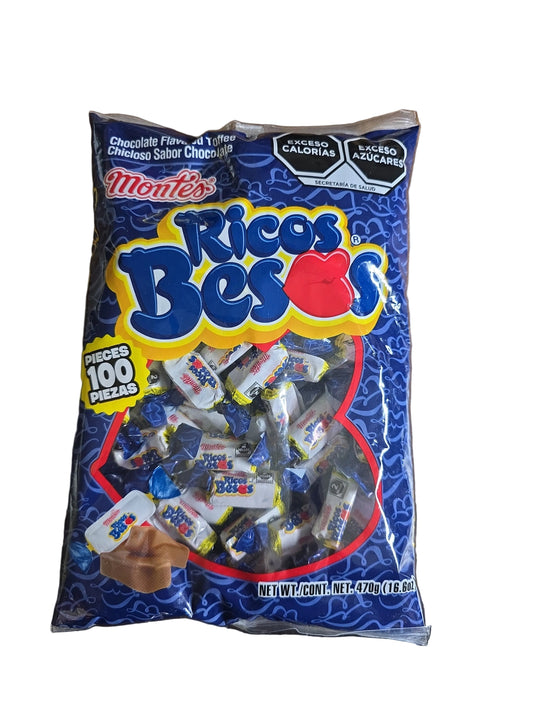 Montes Ricos Besos 16.6oz 100 pieces assorted milk hard and taffees Dulce Caramelo Mexicanos Mexican candy